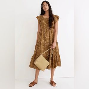 Madewell Tan Floral Midi Dress